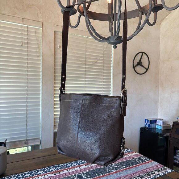 Coach 2Way Duffle Shoulder Bag, Brown Pebbled Leather F15064, EUC - Picture 3 of 12